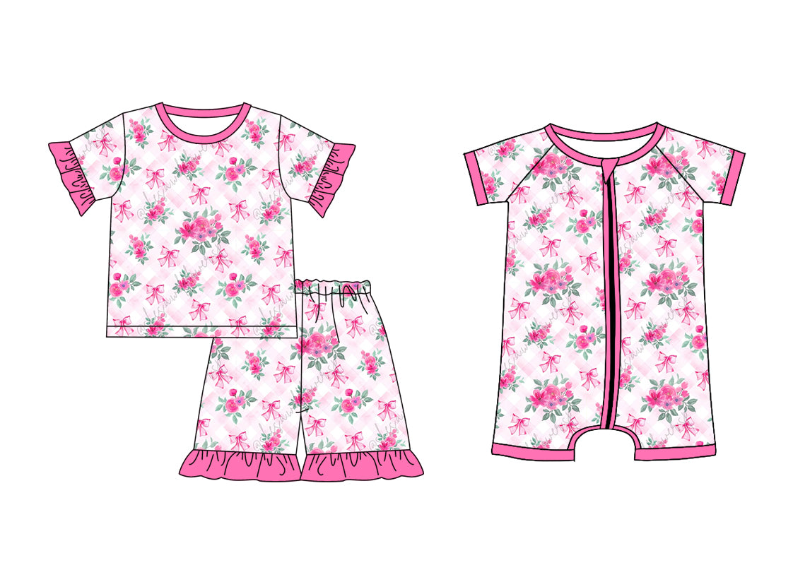Children Girl Short Sleeves Flower Bows Sibling Romper Clothes Set ( Moq 5 Each Design ) 12.3