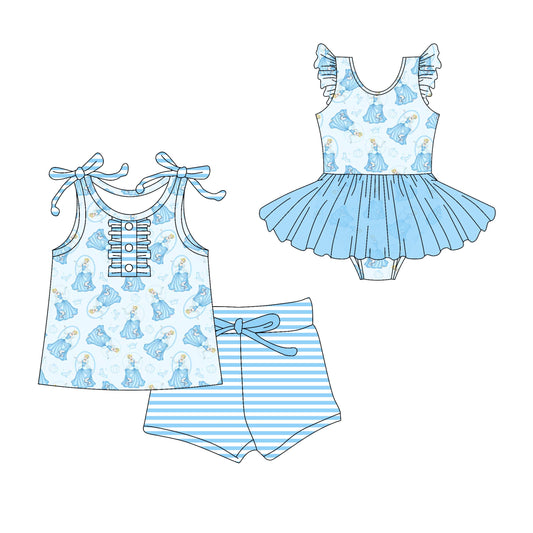 Baby Girl Princess Blue Sibling Tulle Romper Dress Set ( Moq 5 Each Style ) 3.10