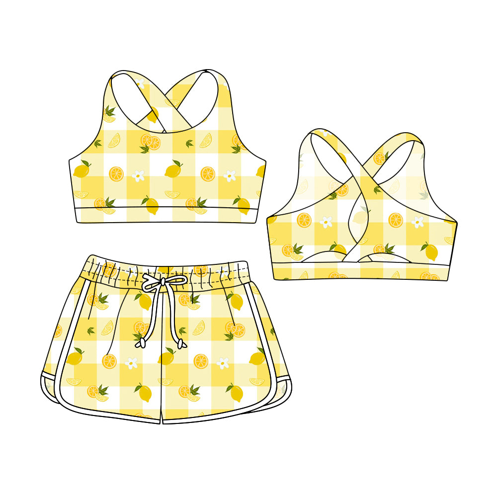 ( Moq 5 Each Style ) Baby Girl Sleeveless Flower Watermelon Tops Shorts Sibling Swimsuit Set 3.29