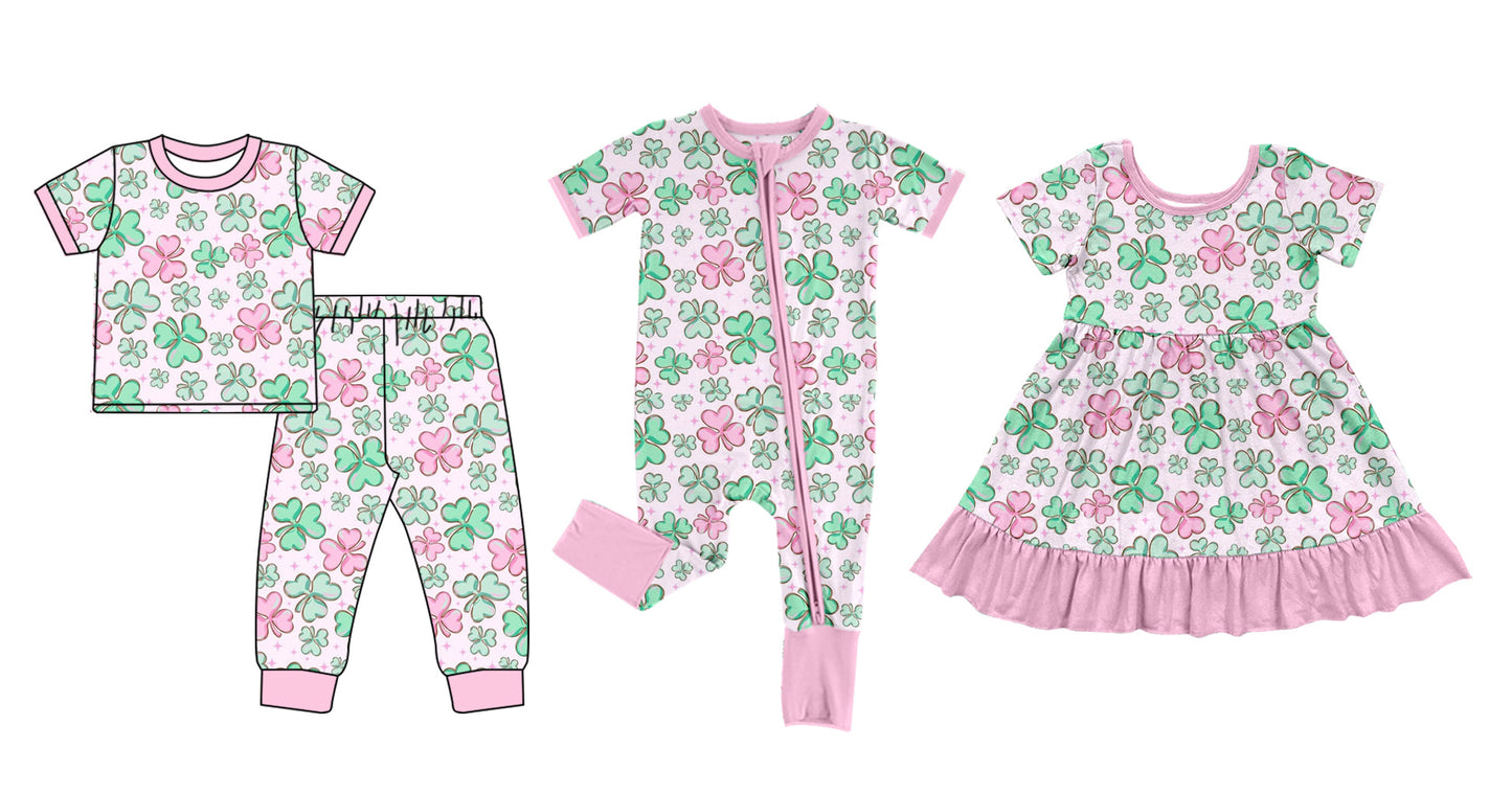 Baby Girl Short Sleeves St Patrick Sibling Romper Dress Clothes Set ( Moq 5 Each Design ) 12.9