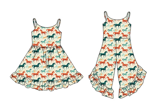 Baby Girl Straps Horse Sibling Dress Jumpsuit ( Moq 5 Each Style ) 3.1