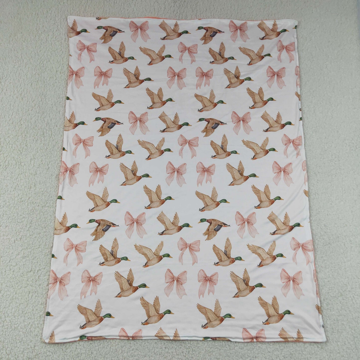 Baby Girls Kids Ducks Pink Bows Blanket RTS