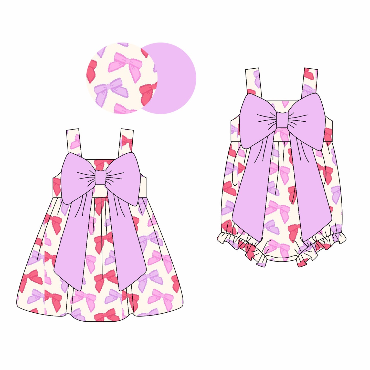 Baby Girl Sleeveless Bows Sibling Romper Dress ( Moq 5 Each Style ) 2.24