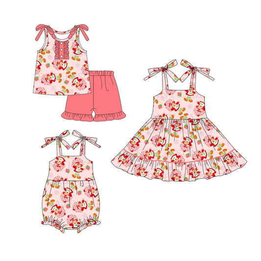 ( Moq 5 Each Style ) Baby Girl Straps Flower Strawberry Sibling Romper Dress Set 4.16