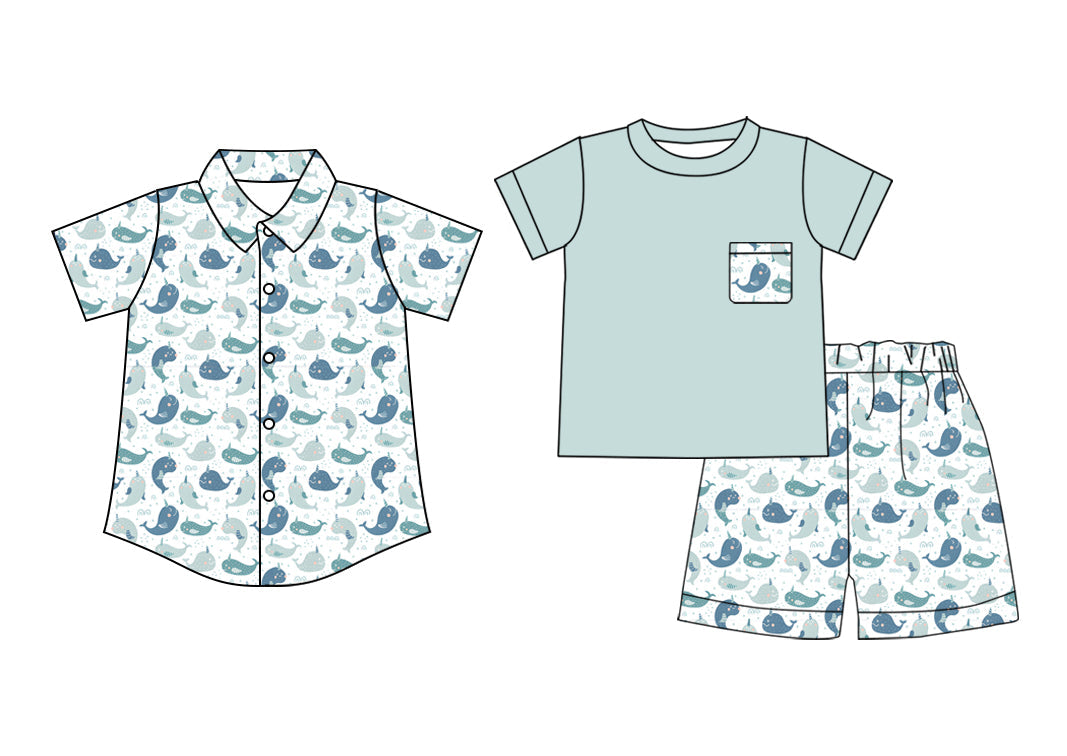 Baby Boy Short Sleeves Dolphins Sibling Shirt Set ( Moq 5 Each Style ) 2.12