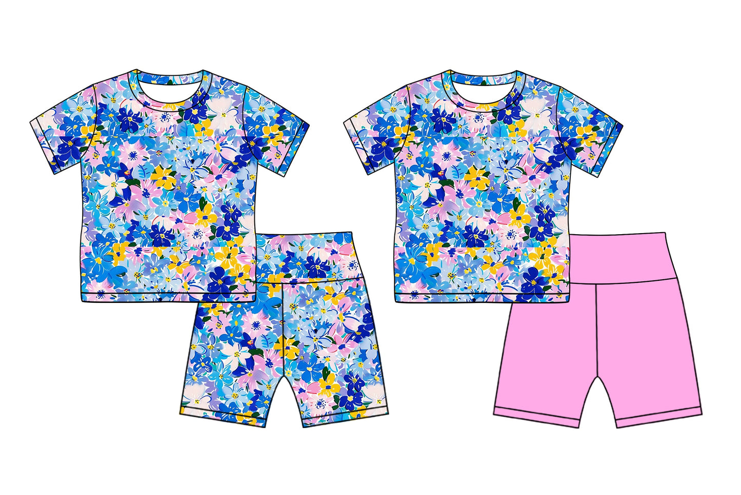 Baby Girl Short Sleeves Flower Sibling Sports Summer Set ( Moq 5 Each Style ) 2.18