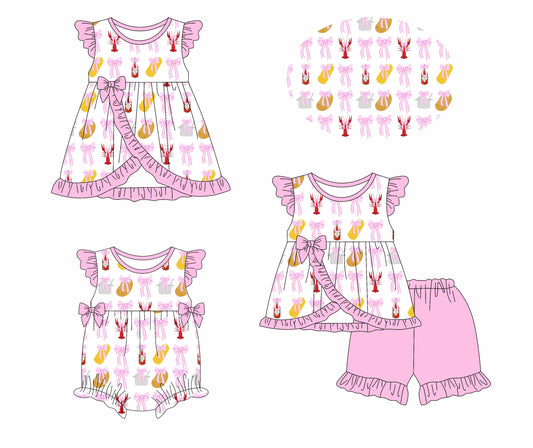 Baby Girl Crawfish Bows Sibling Romper Dress Set ( Moq 5 Each Style ) 1.13