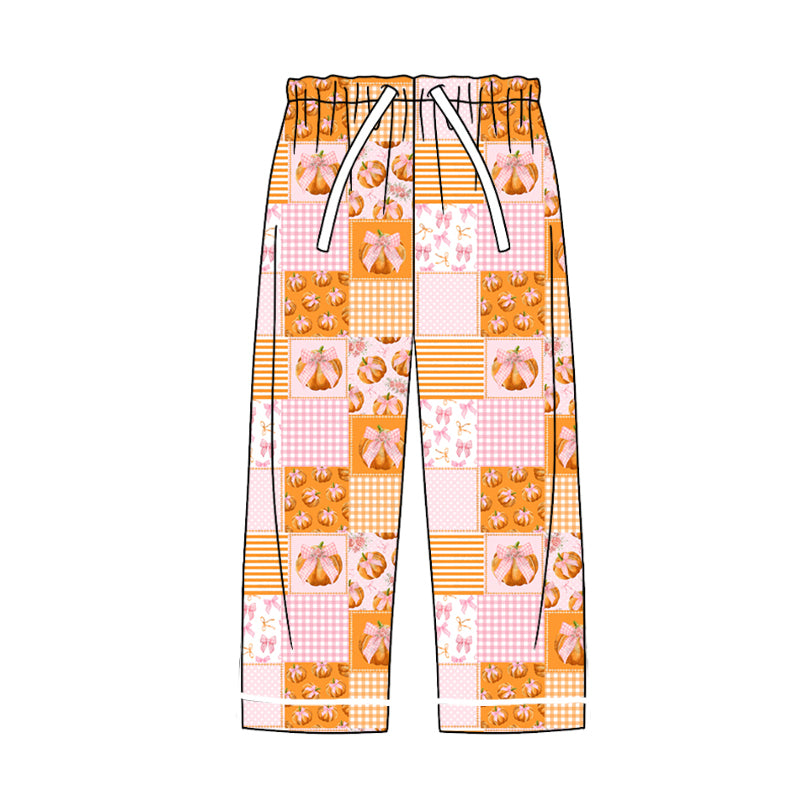 Adult Women Pumpkin Bows Plaid Pants