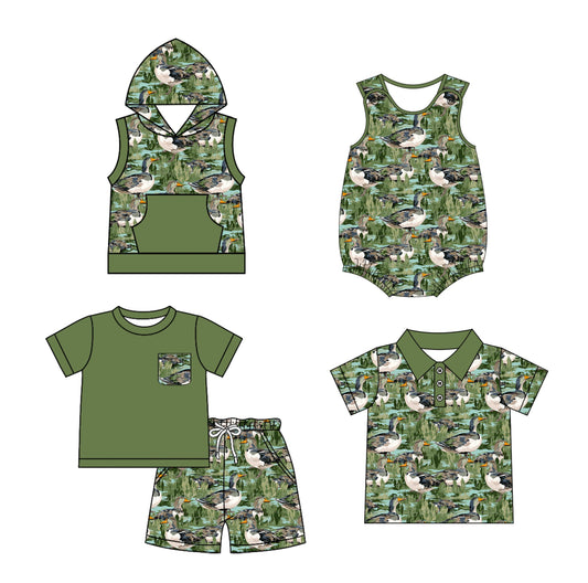 Baby Boy Ducks Green Sibling Romper Shirt Set ( Moq 5 Each Style ) 1.20