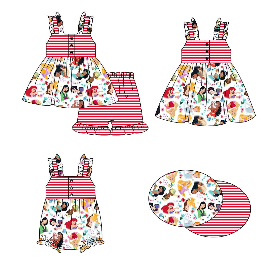 Baby Girl Princess Stripes Sibling Romper Dress Set ( Moq 5 Each Style ) 1.16