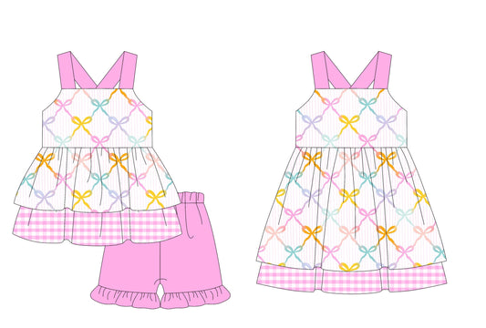 Baby Girl Straps Bows Summer Sibling Dress Set ( Moq 5 Each Style ) 3.12
