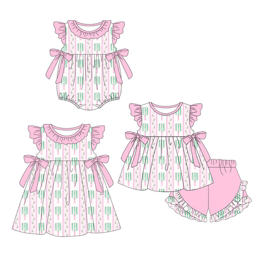 Baby Girl Pink Bows Sibling Romper Dress Set ( Moq 5 Each Style ) 1.9