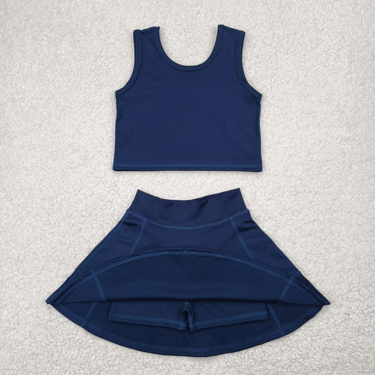 Baby Girl Navy Vest Shorts Skirt Skort Clothes Yoga Active Wear Set RTS