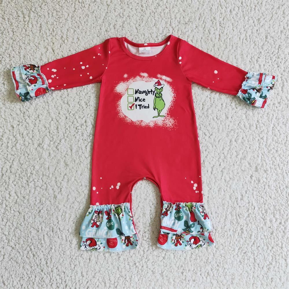 Girls Boys Long Sleeves Green Face Sibling Christmas Dress Outfit Clothes RTS
