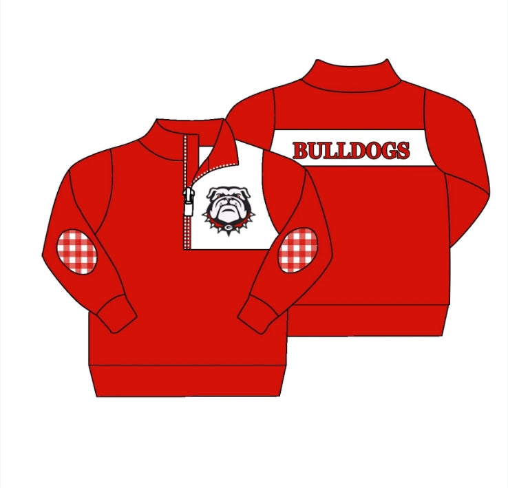 Baby Boy Red Long Sleeves Dog Team Zipper Pullover Shirt