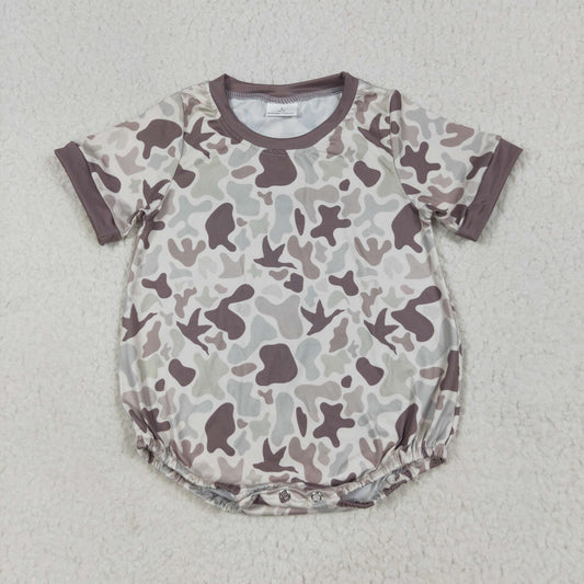 Baby Boy Short Sleeves Ducks Camo Bubble Romper RTS