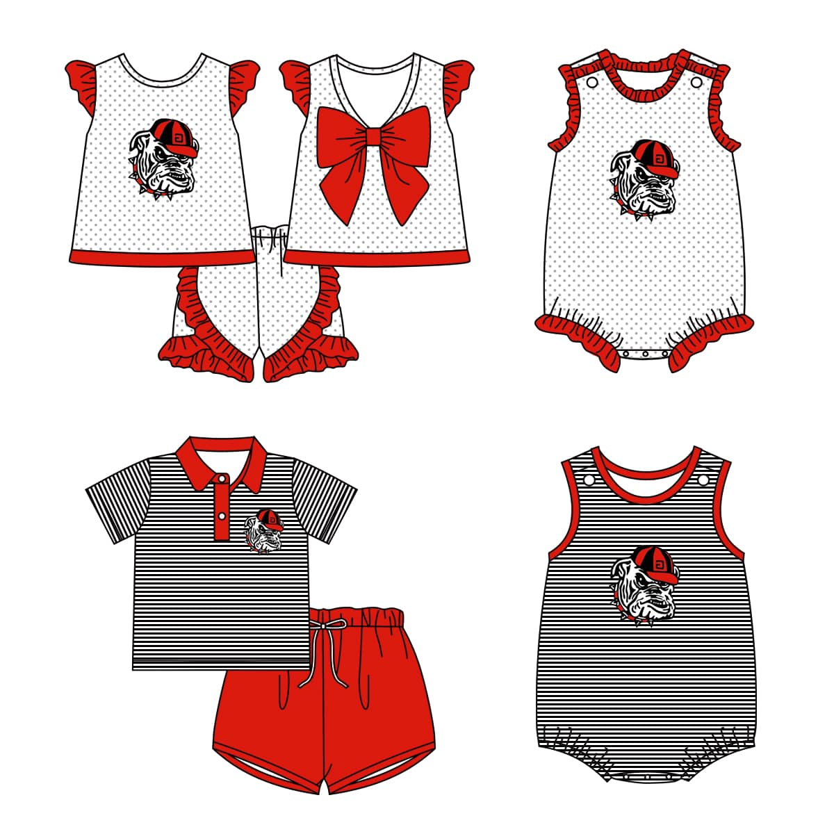 Baby Boy Girl Dog Team Sibling Summer Romper Set ( Moq 5 Each Style )