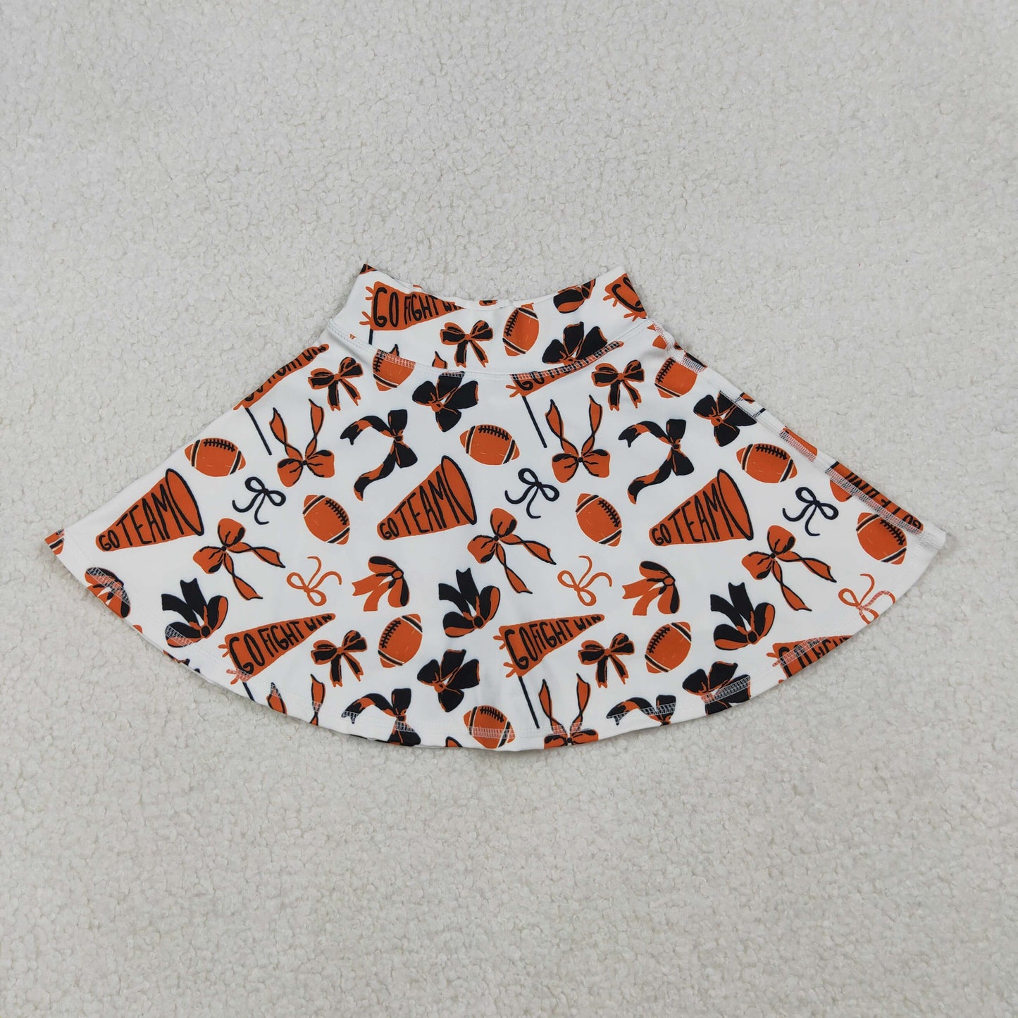 Baby Girl Orange Football Bows Cheer Summer Yoga Active Shorts Skirt Skort RTS