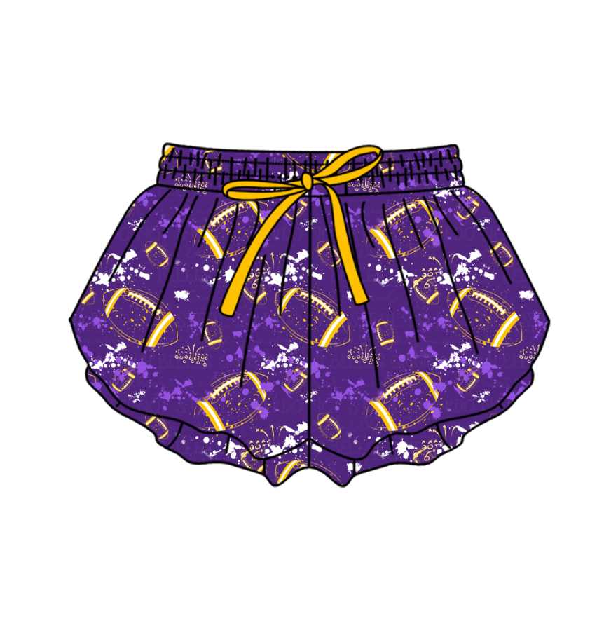 ( Moq 5 Each Style ) Baby Boys Girls Kids Football Sibling Shorts Romper Bows Dresses Set Team Purple Clothes
