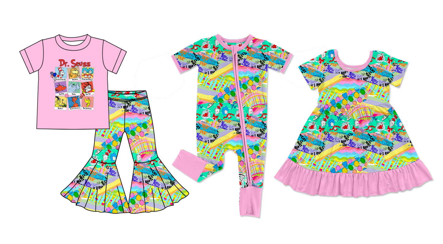 Baby Girl Short Sleeves Dr Reading Sibling Romper Dress Clothes Set ( Moq 5 Each Design )11.28