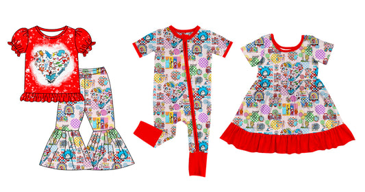 Baby Girl Short Sleeves Reading Sibling Romper Dress Clothes Set ( Moq 5 Each Design )11.30