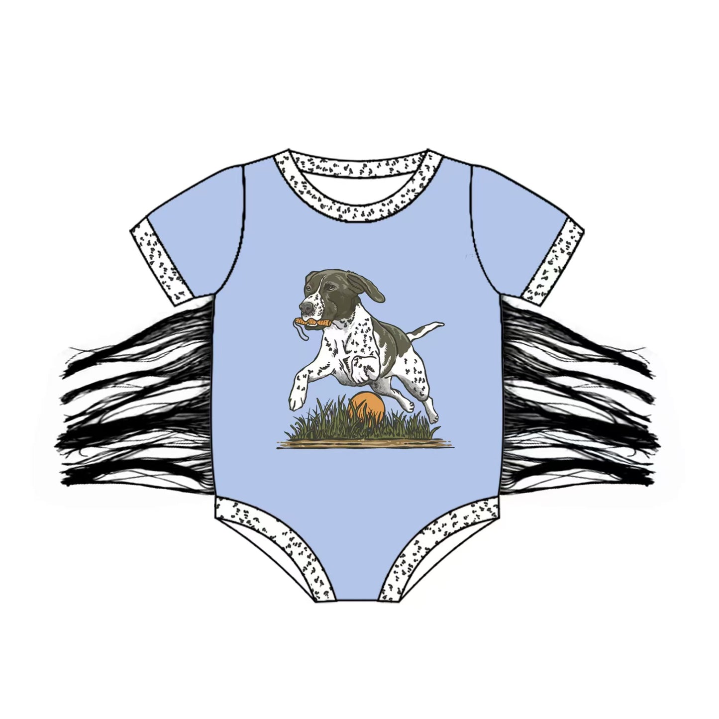 Baby Boy Short Sleeves Dog Hunting Tassels Bubble Romper (Moq 5) 12.5