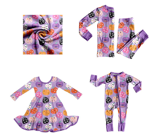 ( Moq 5 Each Style ) Baby Girl Toddler Halloween Ghosts Pumpkins Sibling Romper Dress Set