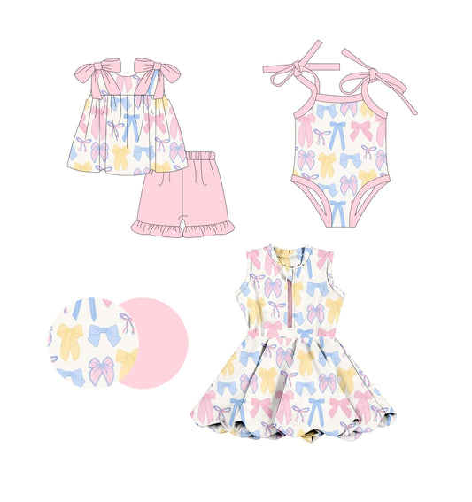 Baby Girl Straps Bows Pink Sibling Romper Dress Set ( Moq 5 Each Style ) 2.24