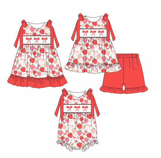 Baby Girl Strawberry Bows Sibling Romper Dress Set ( Moq 5 Each Style ) 4.2