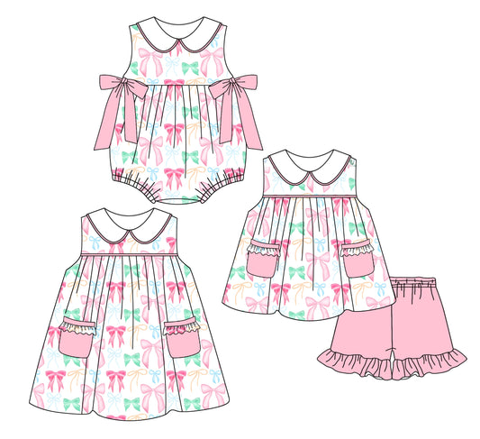Baby Girl Sleeveless Bows Sibling Romper Dress Set ( Moq 5 Each Style ) 2.21