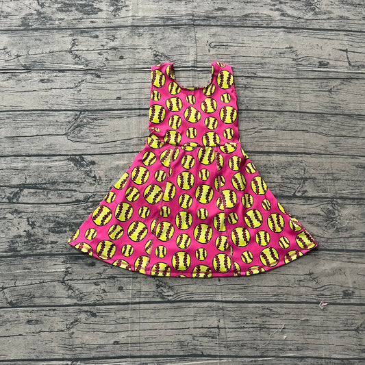 ( No moq ) Preorder Baby Girls Kids Sleeveless Softball Yoga Shorts Pink Knee Length Dress