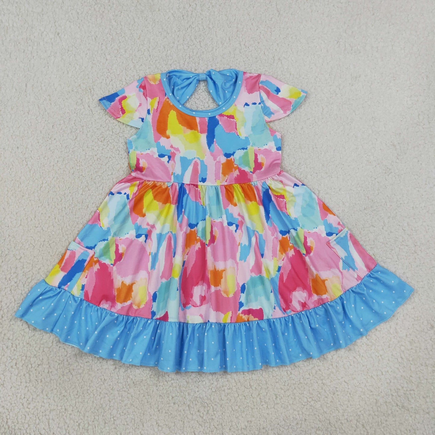 Sibling Baby Girls Toddler Tie Dye Knee Length Dresses Summer Clothes RTS