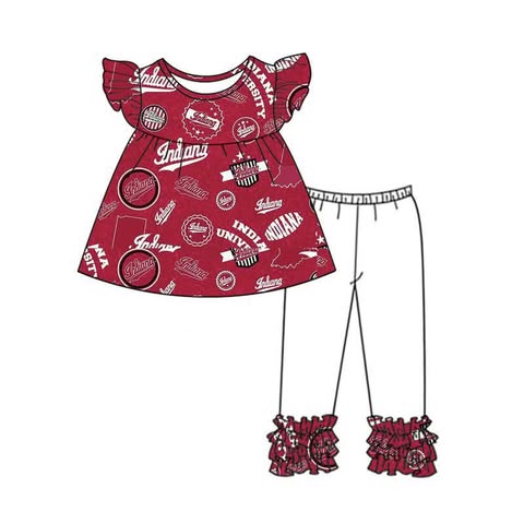 Baby Girl Short Sleeves Team Tunic Ruffle Pants Set Moq 5