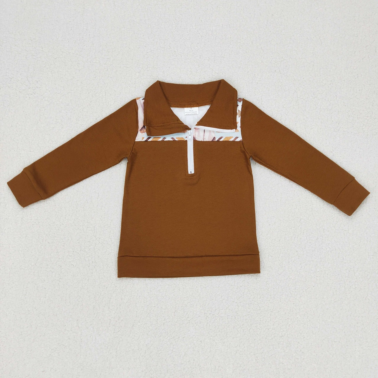LR0674 Baby Boy Western Cow Aztec Long Sleeves One Piece Romper