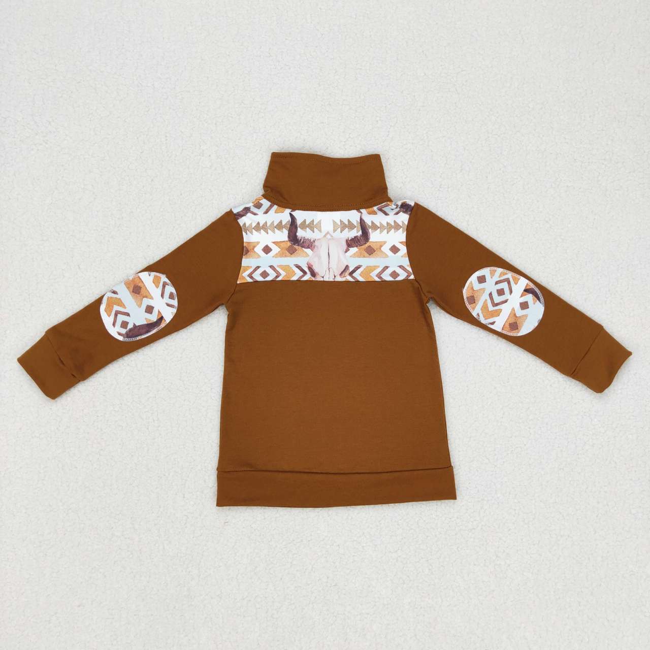 LR0674 Baby Boy Western Cow Aztec Long Sleeves One Piece Romper