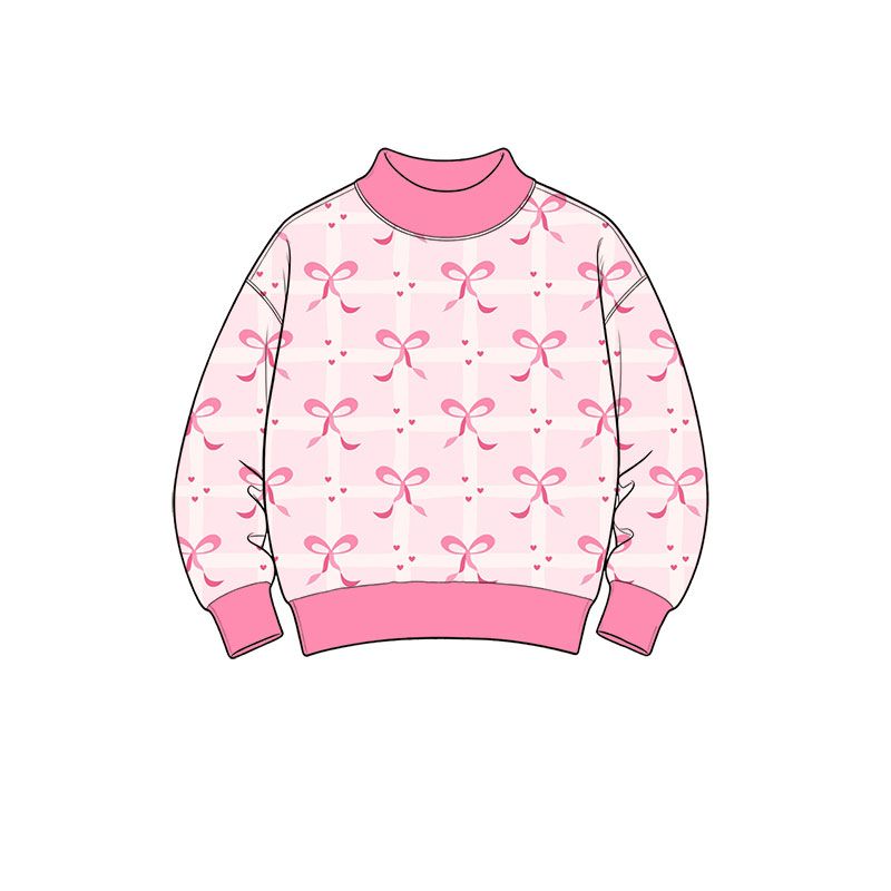 ( Moq 5 ) Preorder Baby Girls Kids Hearts Bows Valentine Pullover Pink Shirt Tops Clothes