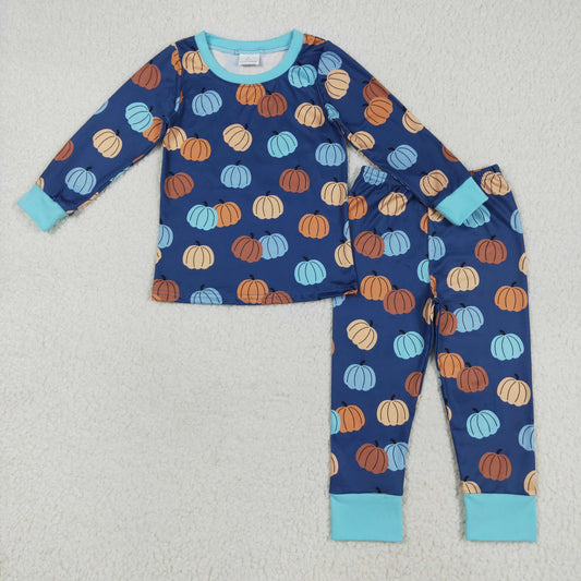 Baby Boy Long Sleeves Pumpkins Shirt Pants Pajamas Thanksgiving Fall Set RTS