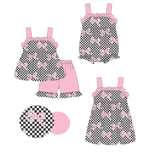 Baby Girl Sleeveless Checked Bows Sibling Romper Dress Set ( Moq 5 Each Style ) 4.2