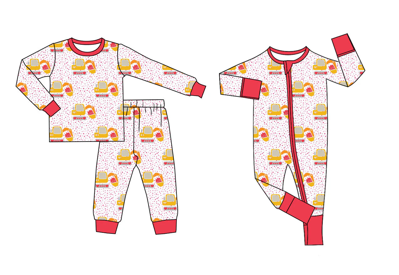 ( Moq 5 Each Style ) Baby Kids Toddler Valentine's Hearts Sibling Romper Pajamas Set