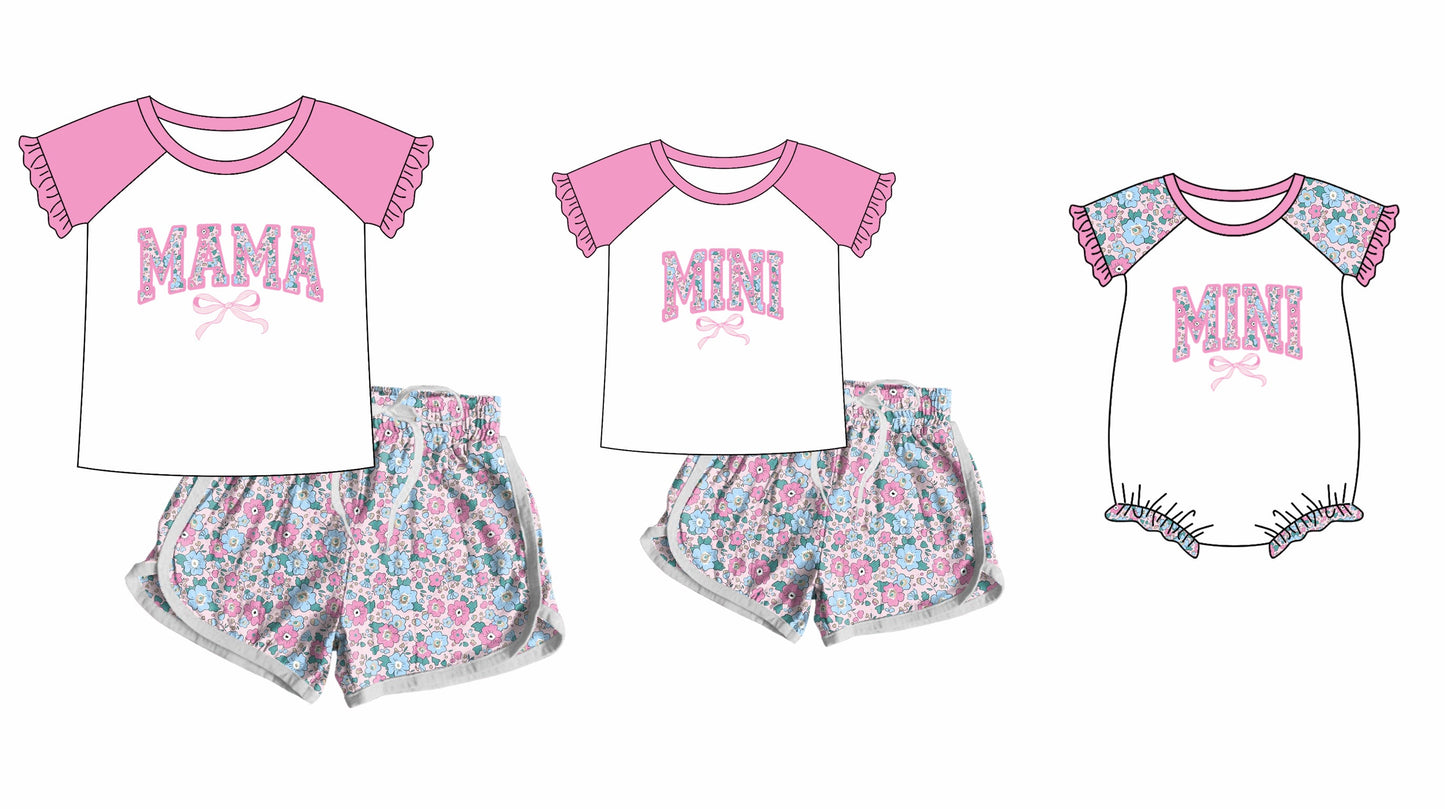 Baby Girl Adult Women Mama Mini Bow Flower Sibling Family Romper Set ( Moq 5 Each Style ) 12.10