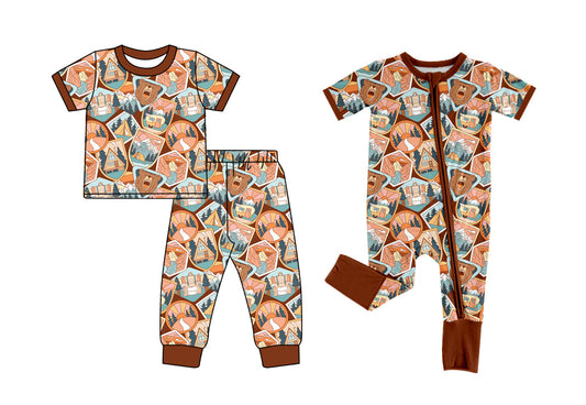 ( Moq 5 Each Style ) Baby Boy Toddler Short Sleeves Bear Sibling Romper Set 4.25