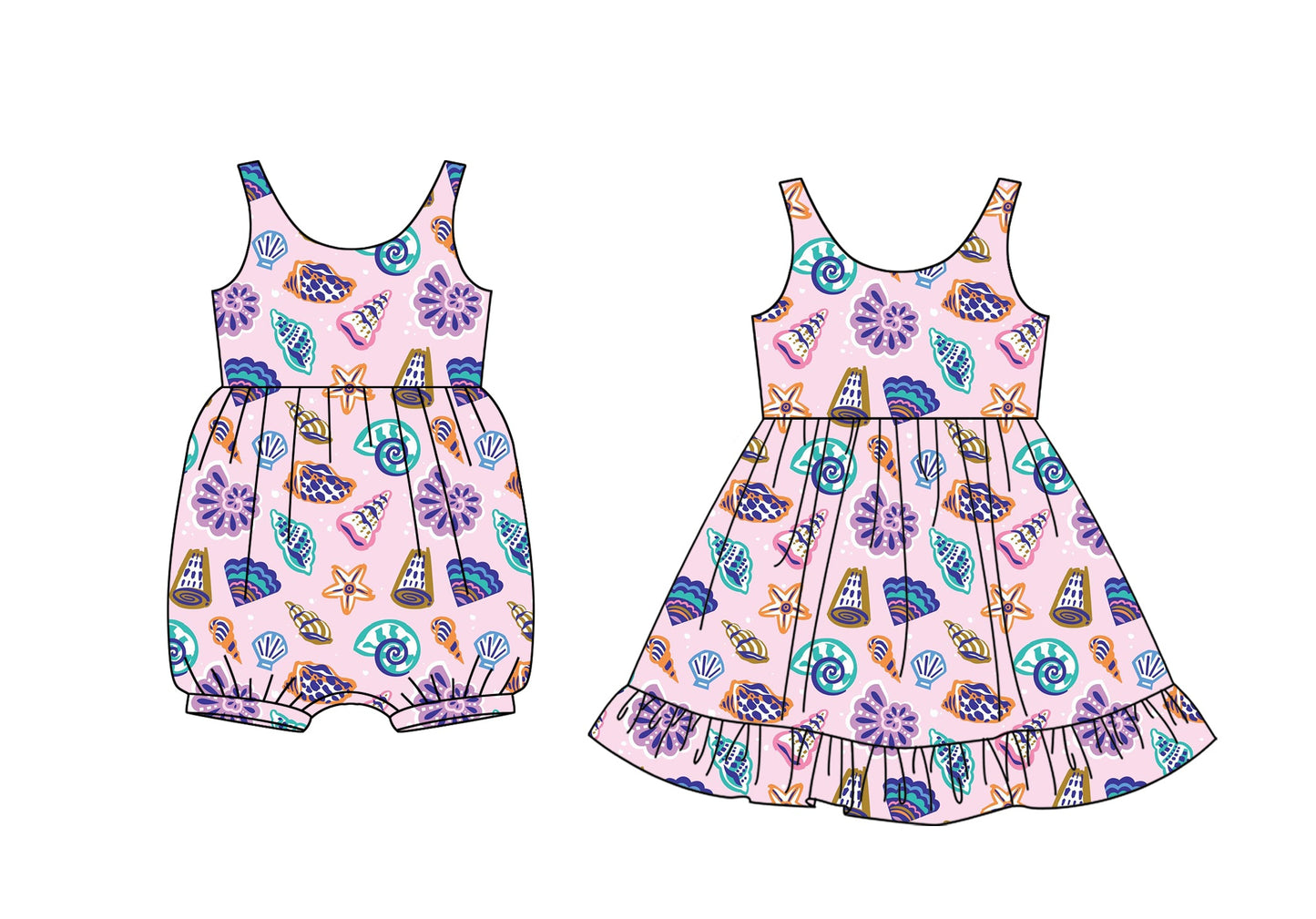 Baby Girl Sleeveless Shell Sibling Romper Dress ( Moq 5 Each Style ) 3.12