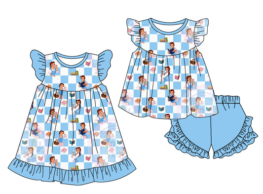 Baby Girl Princess Blue Checked Sibling Dress Set ( Moq 5 Each Style ) 3.1