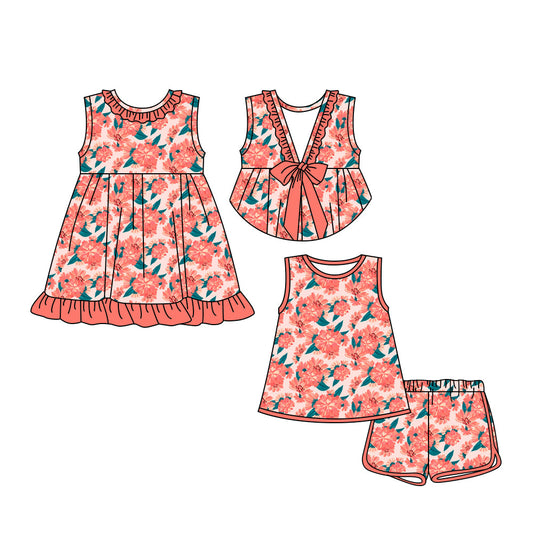 Baby Girl Sleeveless Flower Sibling Summer Ruffle Dress Set ( Moq 5 Each Style ) 3.18