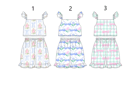 Baby Girl Short Sleeves Flower Bows Sibling Set ( Moq 5 Each Style ) 1.15