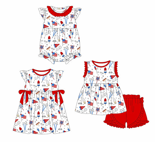 Baby Girl July 4th Sibling Romper Dress Set ( Moq 5 Each Style ) 12.30