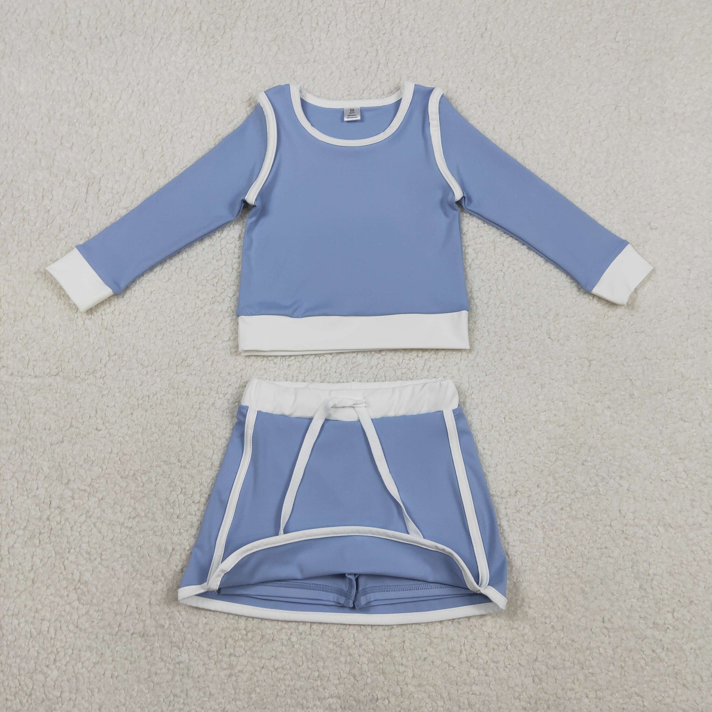 Baby Girls Kids Blue Long Sleeve Shirt Skirts Shorts Yoga Active Clothes Set