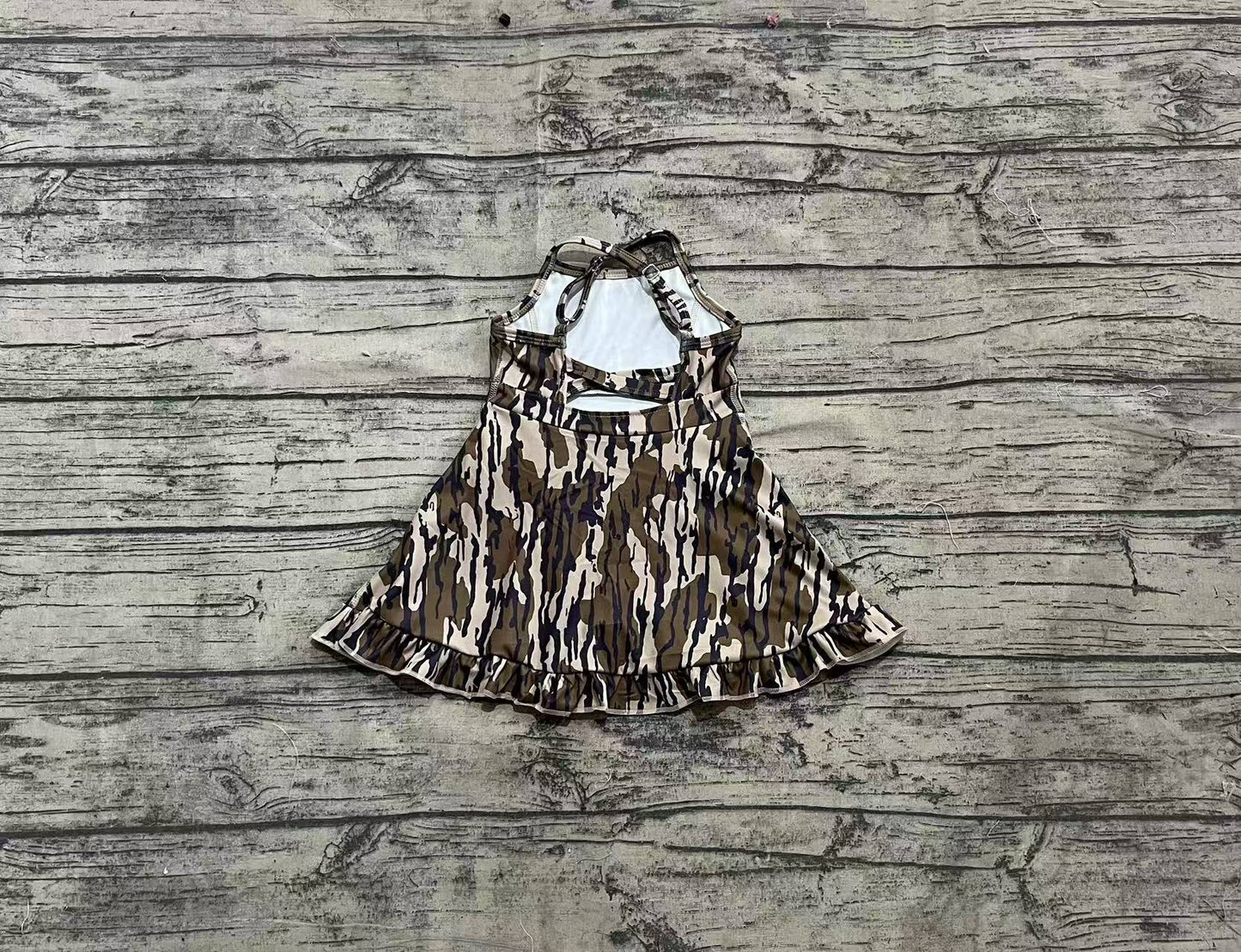 Baby Girl Straps Bottomland Camo Yoga Active Wear Knee Length Dress RTS