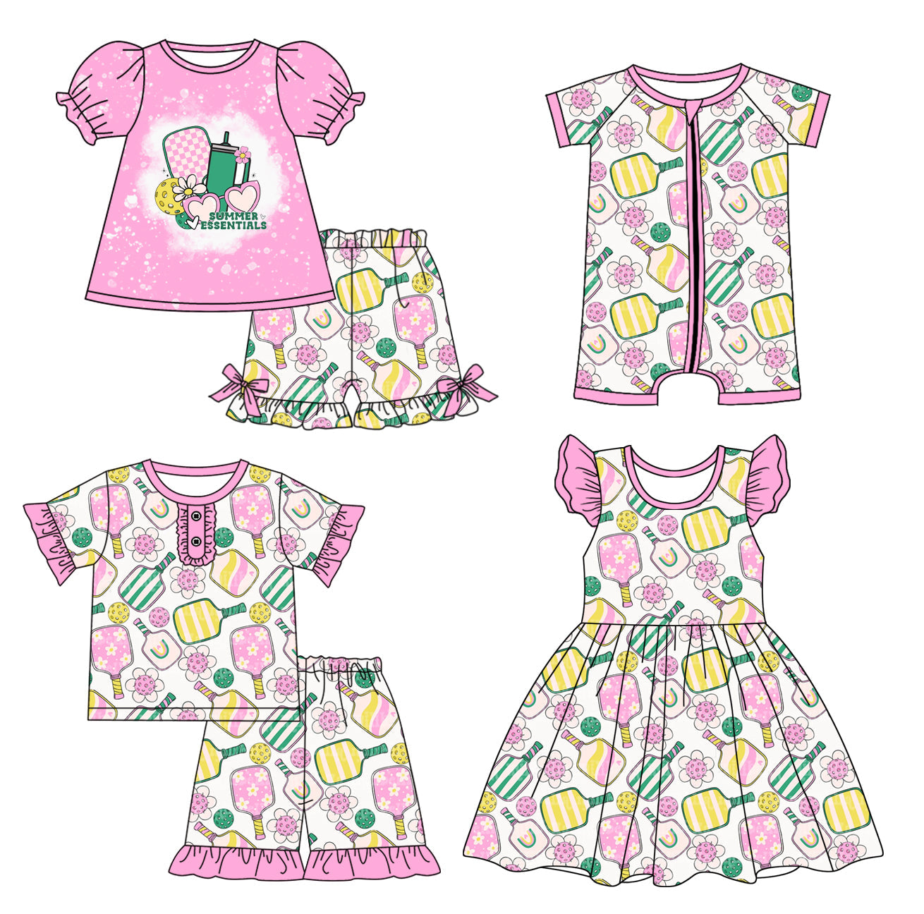 Baby Girl Ball Flower Sibling Romper Dress Set ( Moq 5 Each Style ) 1.9
