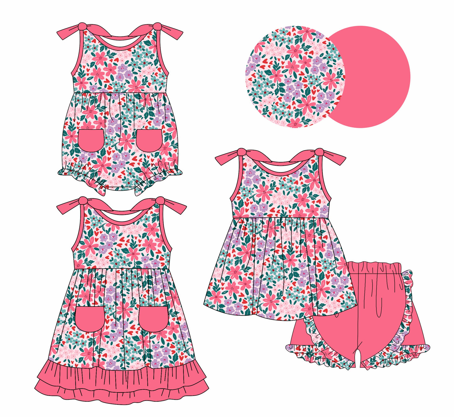 Baby Girl Floral Sibling Dress Romper Set ( Moq 5 Each Style ) 1.6